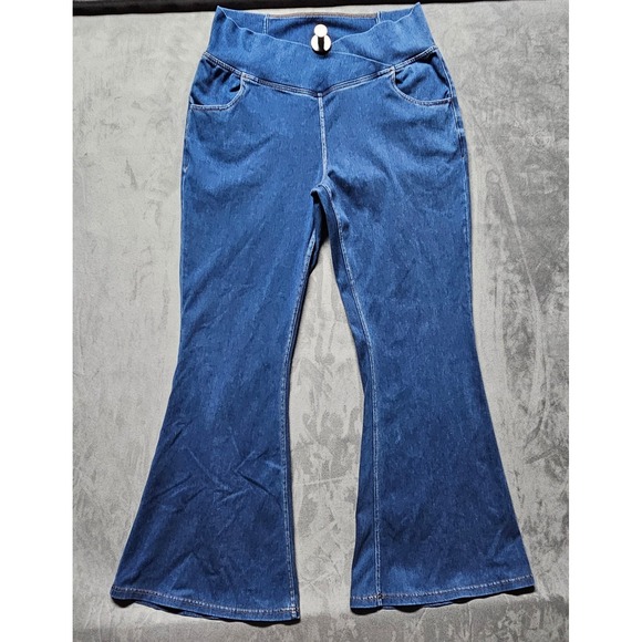 HALARA Denim - Halara Patitoff Flowy High‎ Waisted Crossover Flare Jeans Blue XL Regular